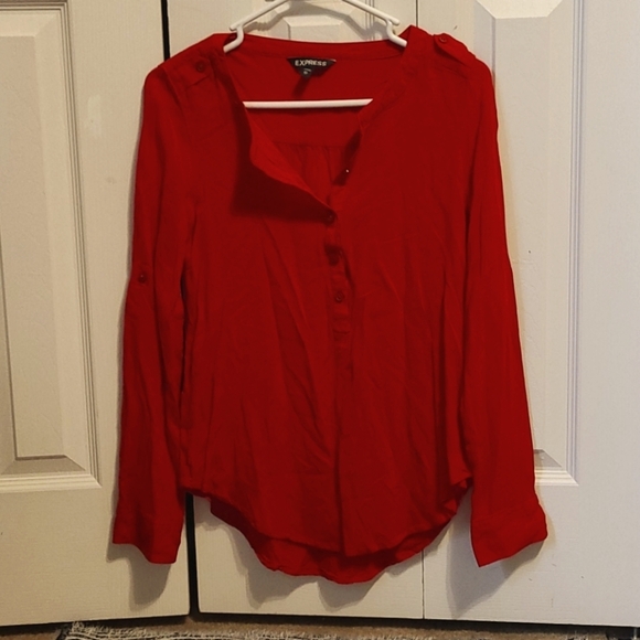 E22-Express size s/p womens red button down - Picture 1 of 3